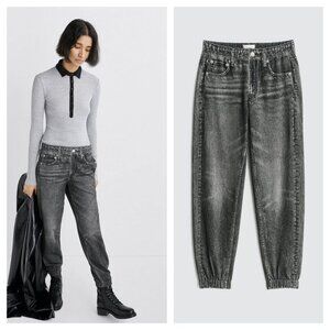 rag & bone Miramar Faux Denim Terry Jogger/Sweatpant L Black